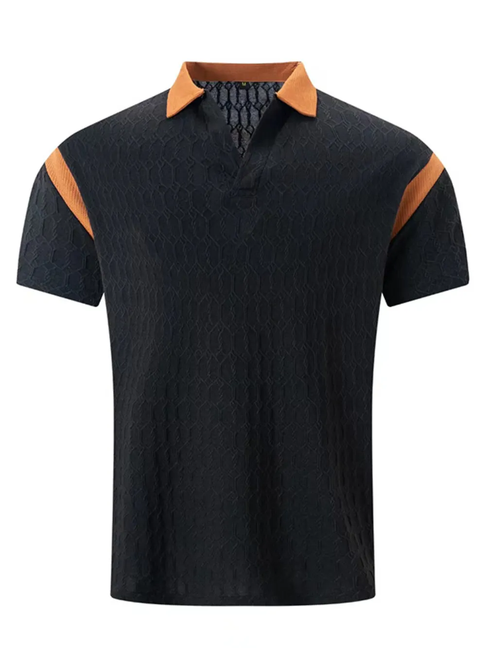 Men's Full Size Textured Short Sleeve Polo Plus Size, image 7