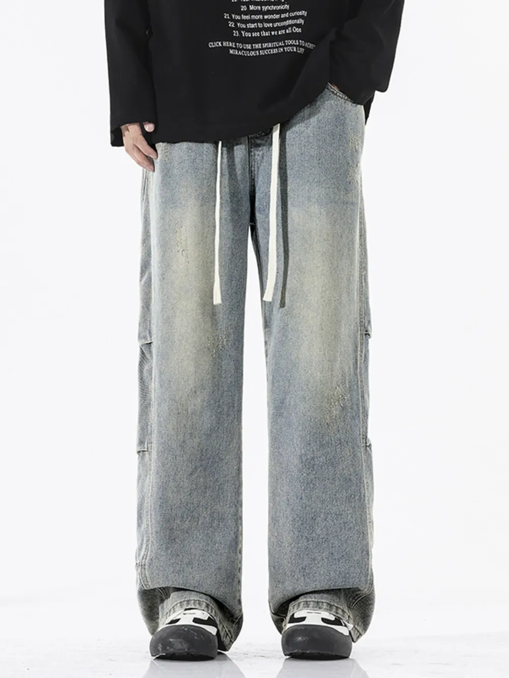 Men's Full Size Vintage Wash Wide Leg Jeans Plus Size, image 4