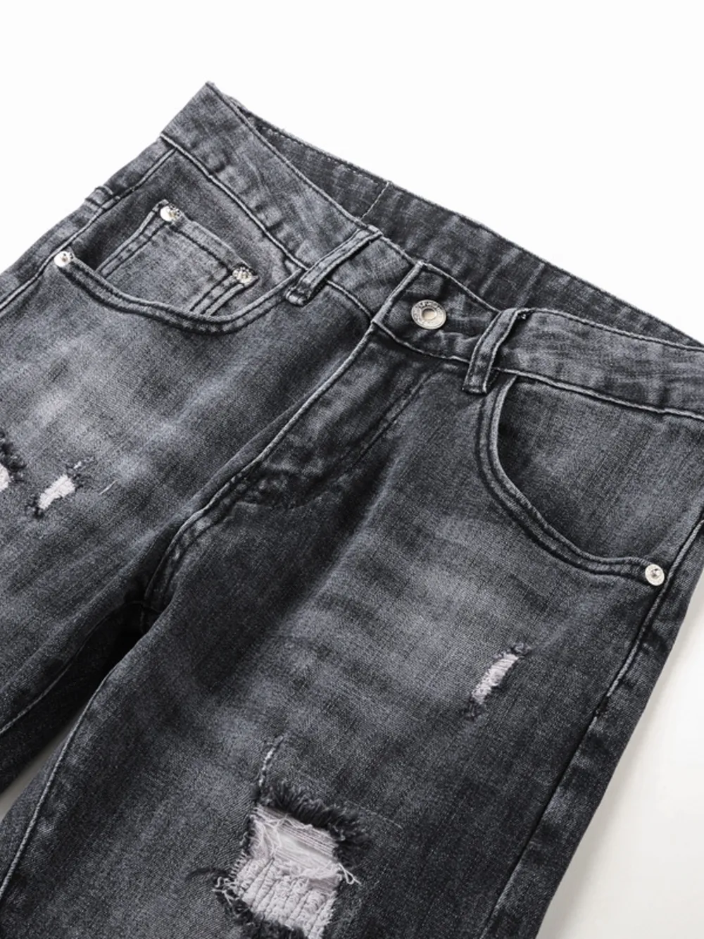 Men's Distressed Slim Fit Ripped Jeans, image 12