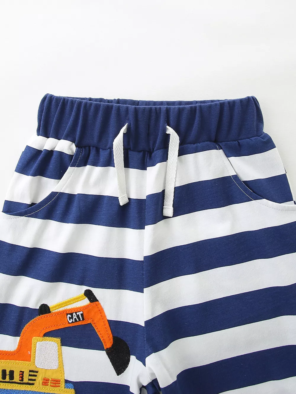 Children's Striped Excavator Print Tee and Shorts Set, image 5