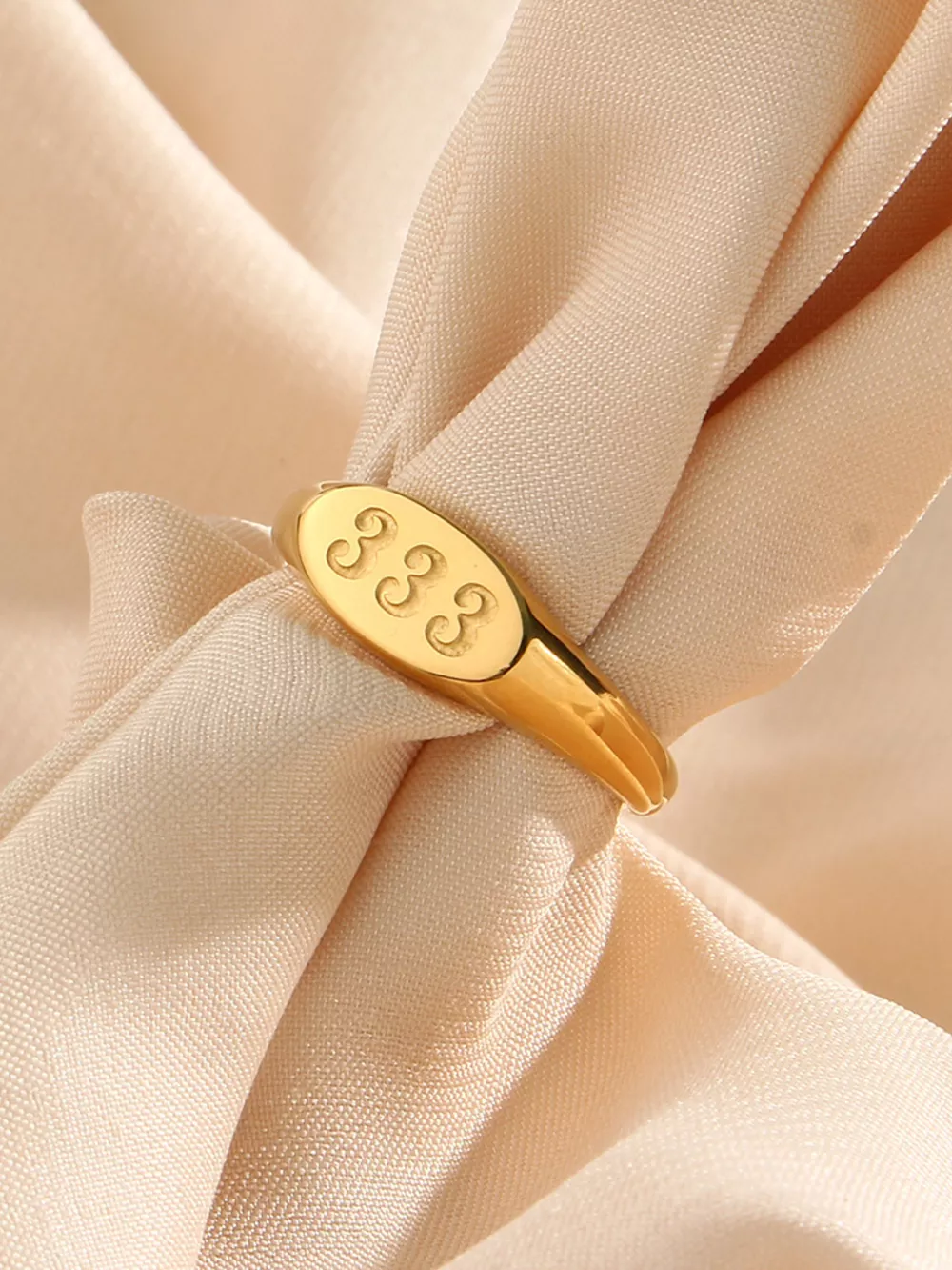 18K Gold-Plated 333 Number Signet Ring