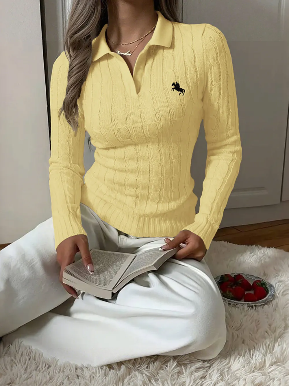 Cable Knit Long Sleeve Sweater, image 11