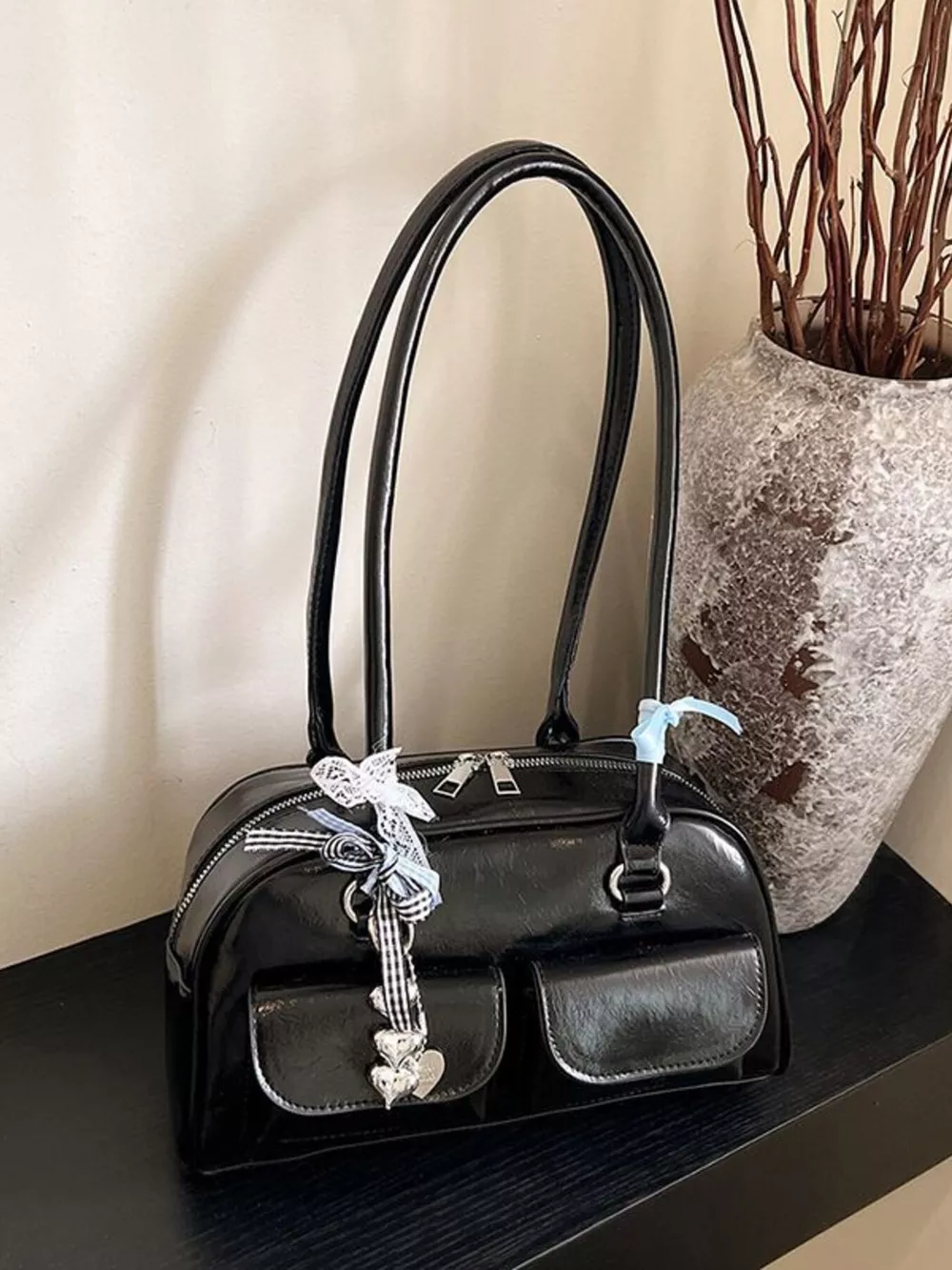 Faux Leather Shoulder Bag