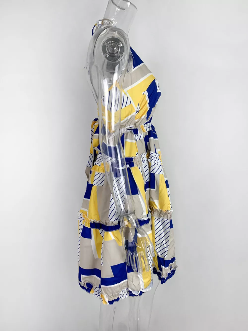 Colorful Print Halter Neck Ruffle Mini Dress, image 10