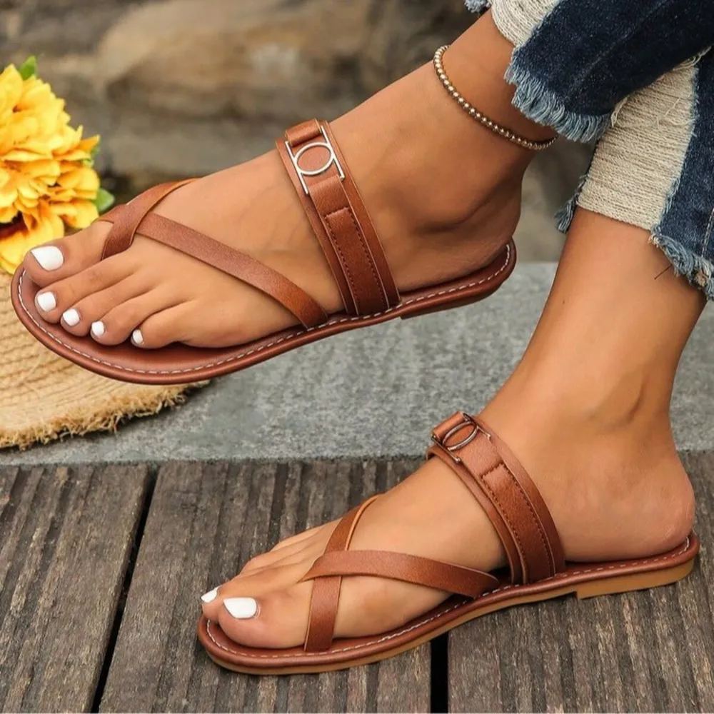 Toe Loop Flats Sandals, image 3