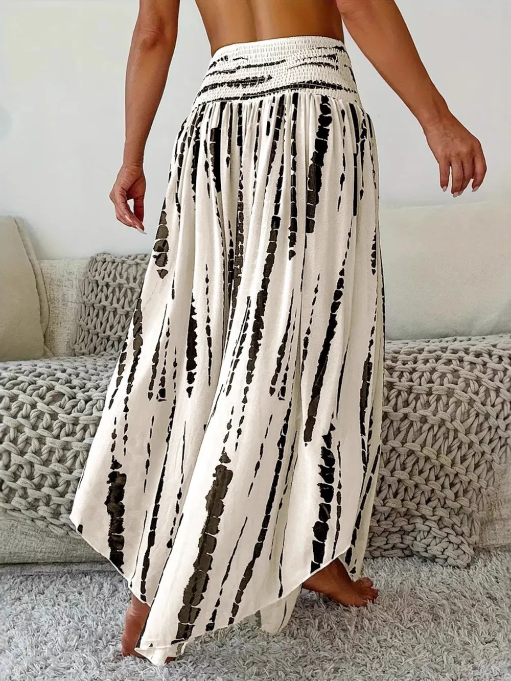 Smocked Asymmetrical Hem Skirt, image 13