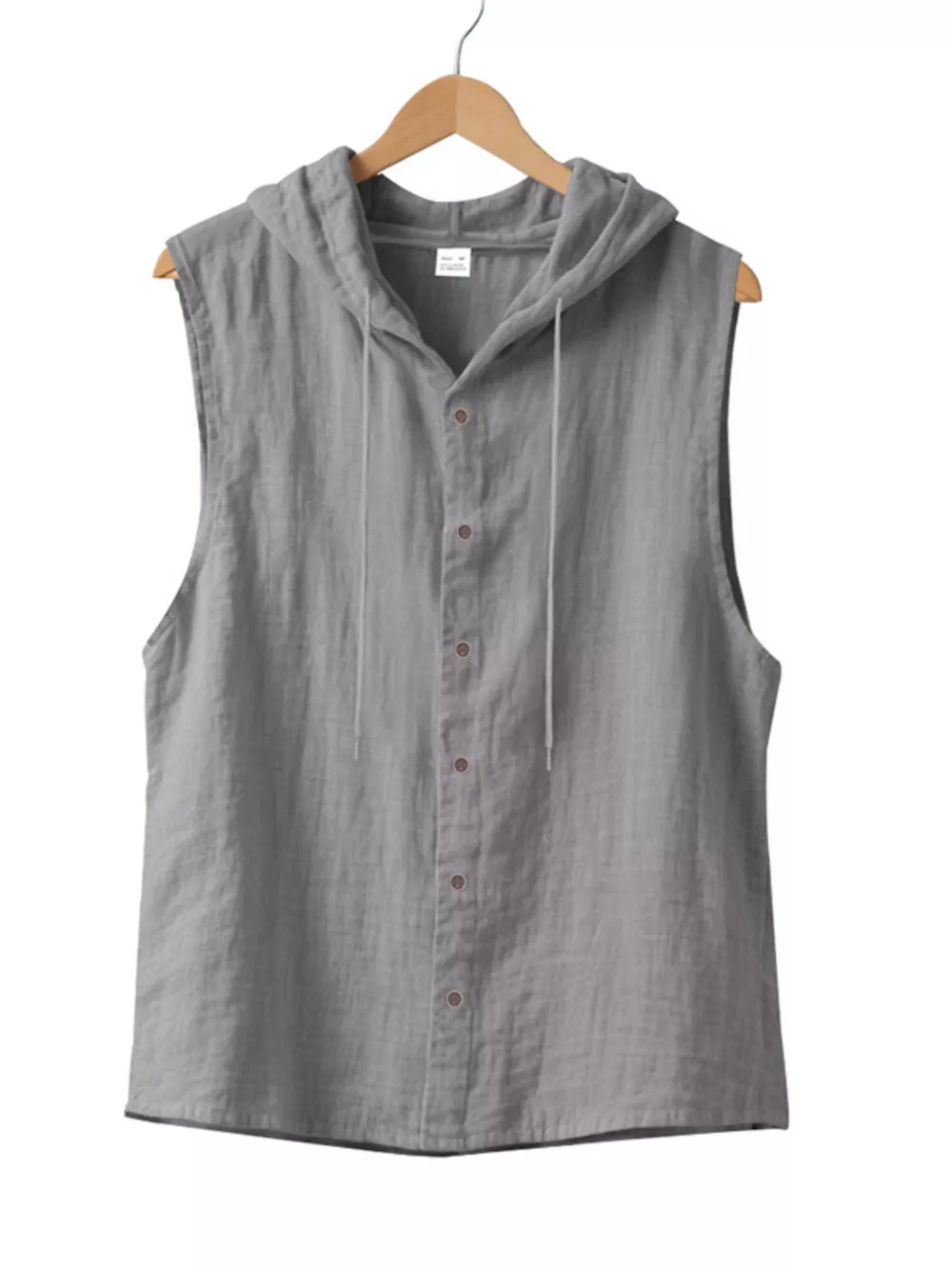 Men's Full Size Casual Sleeveless Hooded Button-Down Top Plus Size, image 10