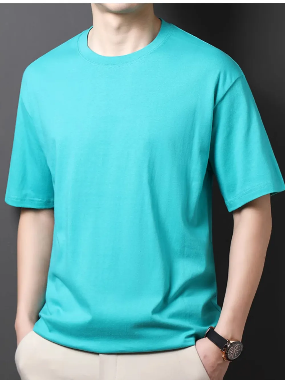 Men's Full Size Round Neck Half Sleeve T-Shirt Plus Size, image 3