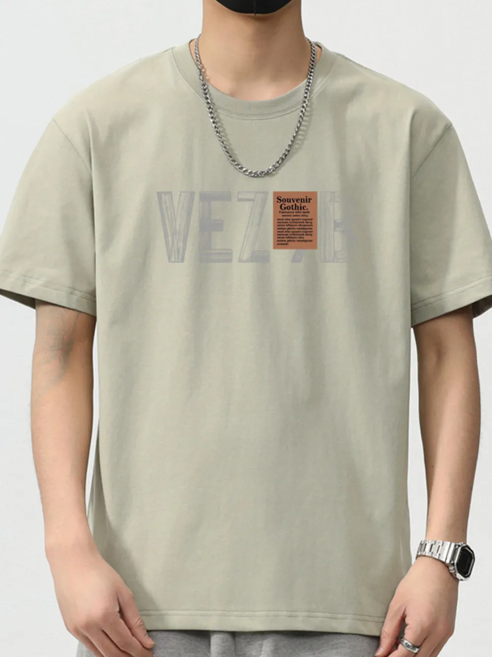 Men's Plus Size Letter Round Neck Short Sleeve T-Shirt, image 4