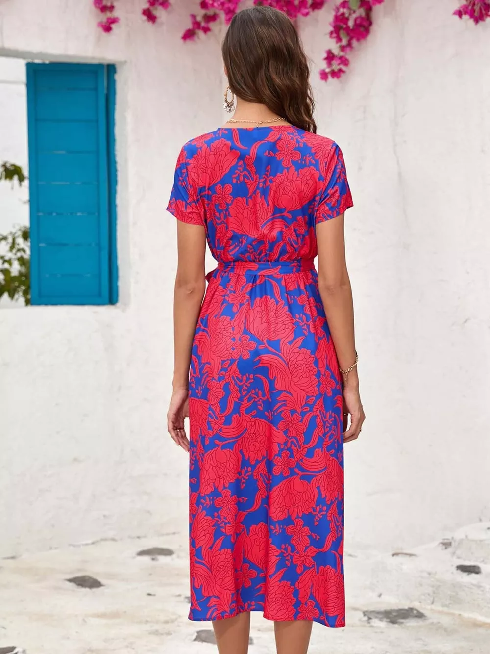 Surplice Short Sleeve Midi Dress, image 4