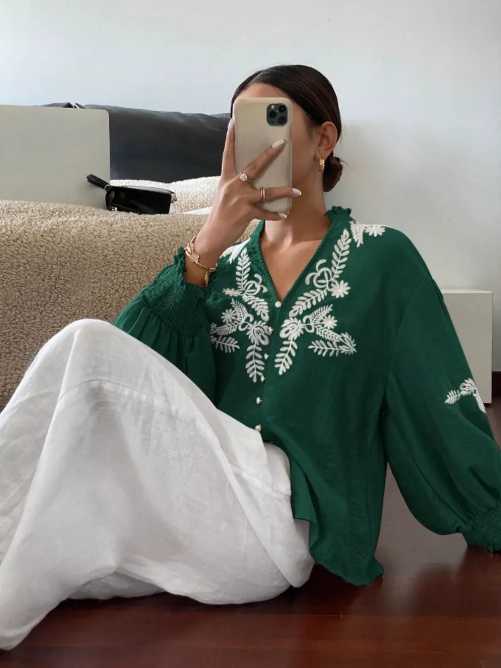 Embroidered Long Sleeve Blouse, image 17