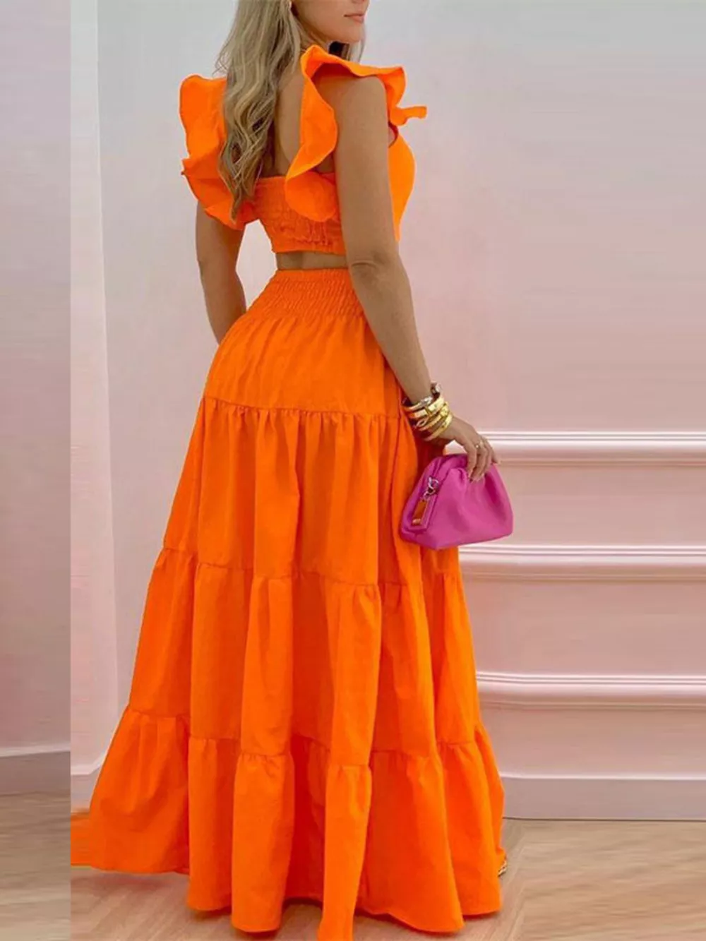 Crop Top and Tiered Maxi Skirt Set, image 7