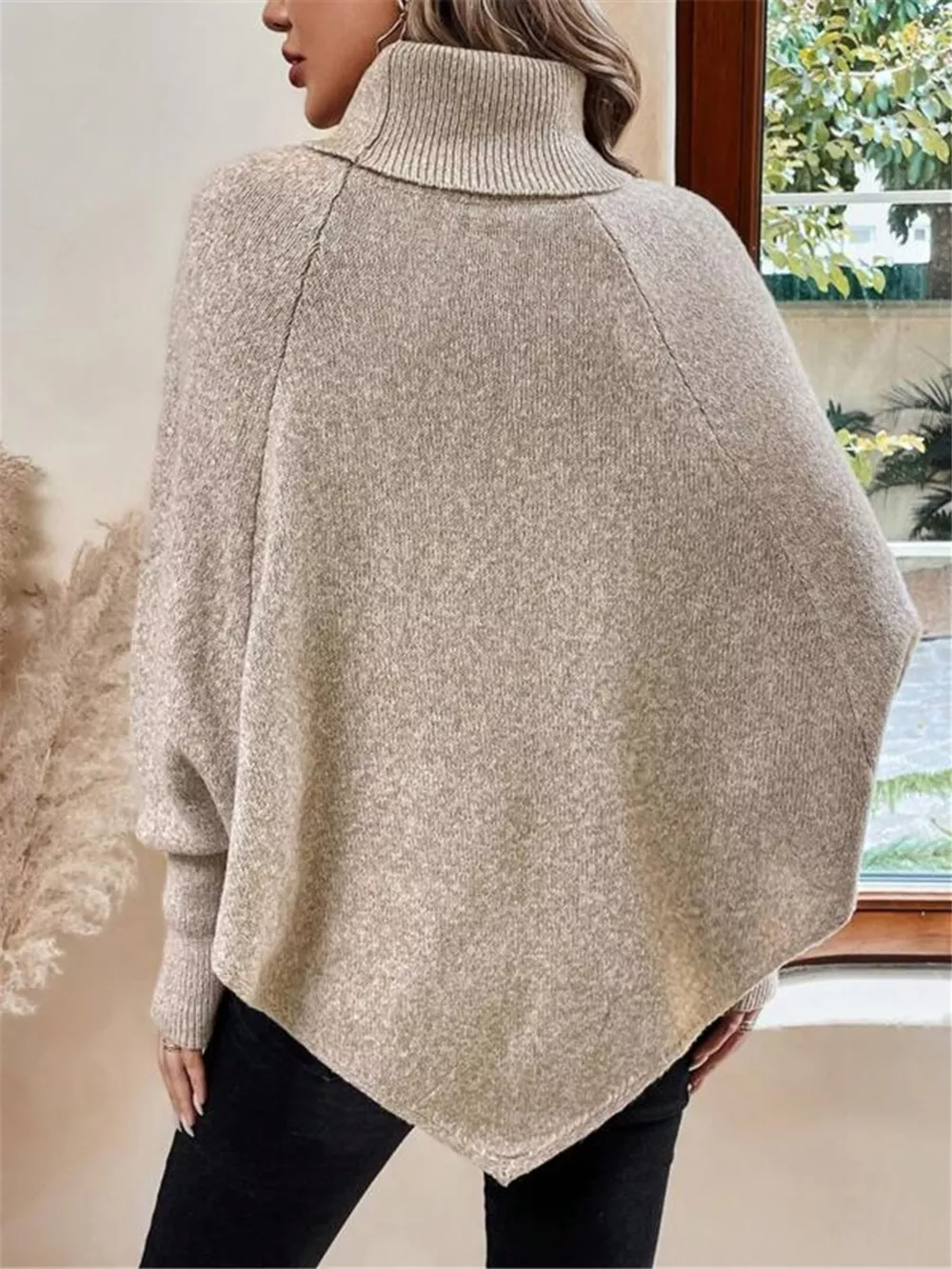 Cable Knit Turtleneck Cape Sweater, image 14