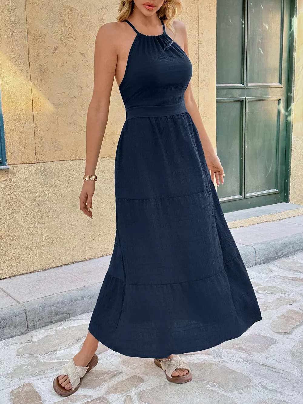 Tie Back Tiered Midi Dress, image 10