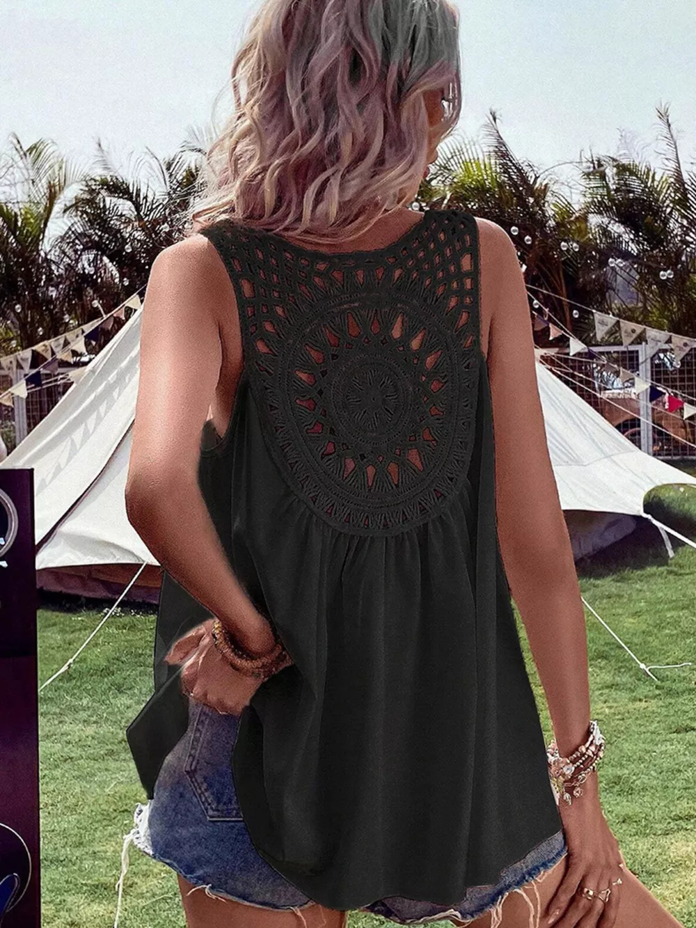 Crochet V-Neck Tank Top, image 7