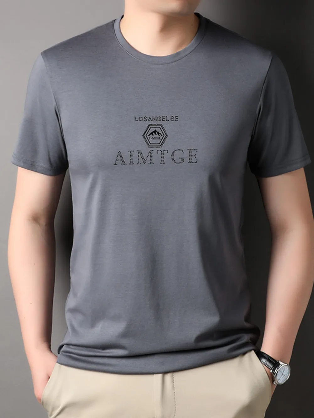 Men's Plus Size Round Neck Short Sleeve T-Shirt, image 2