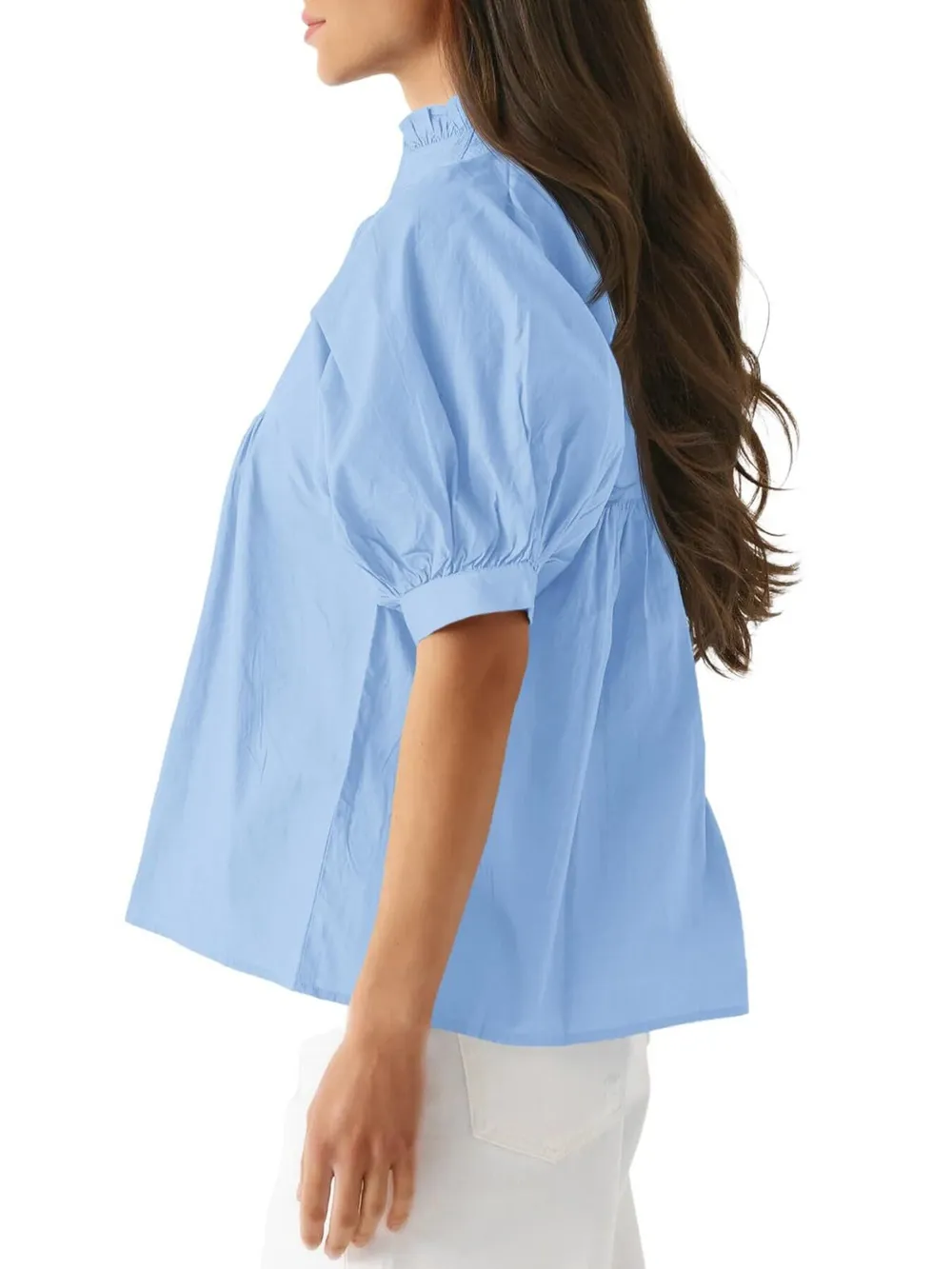 Notched Puff Sleeve Blouse, image 12