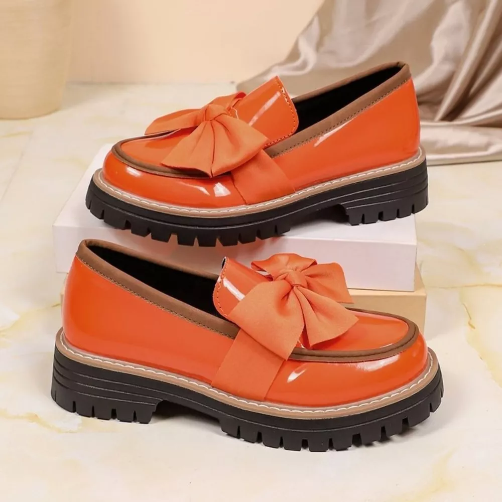 Round Toe Bow Loafers, image 6