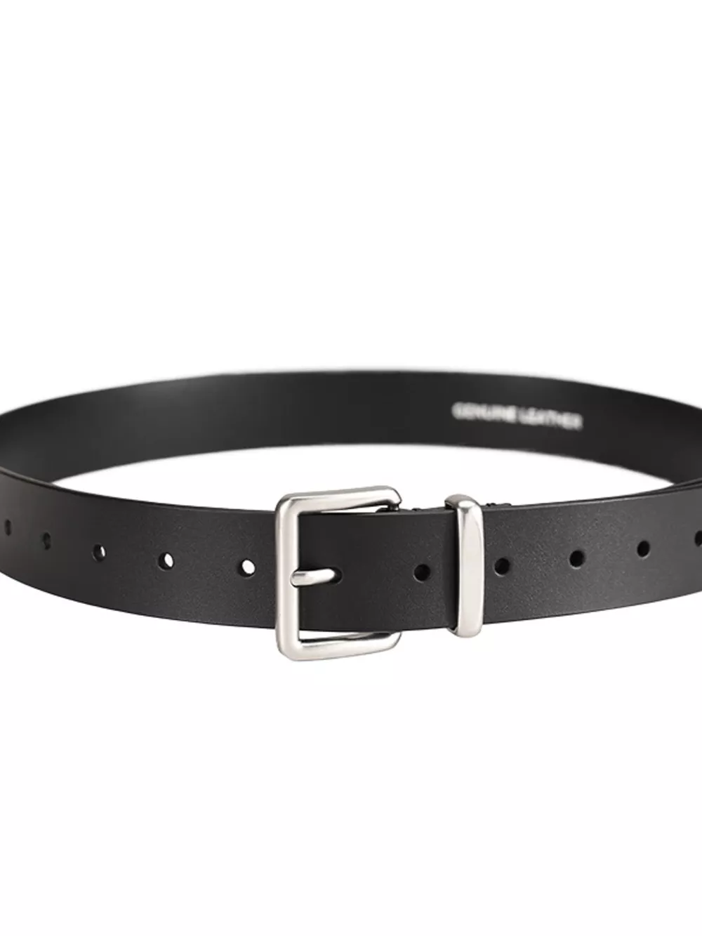 Classic Leather Belt with Buckle, image 4