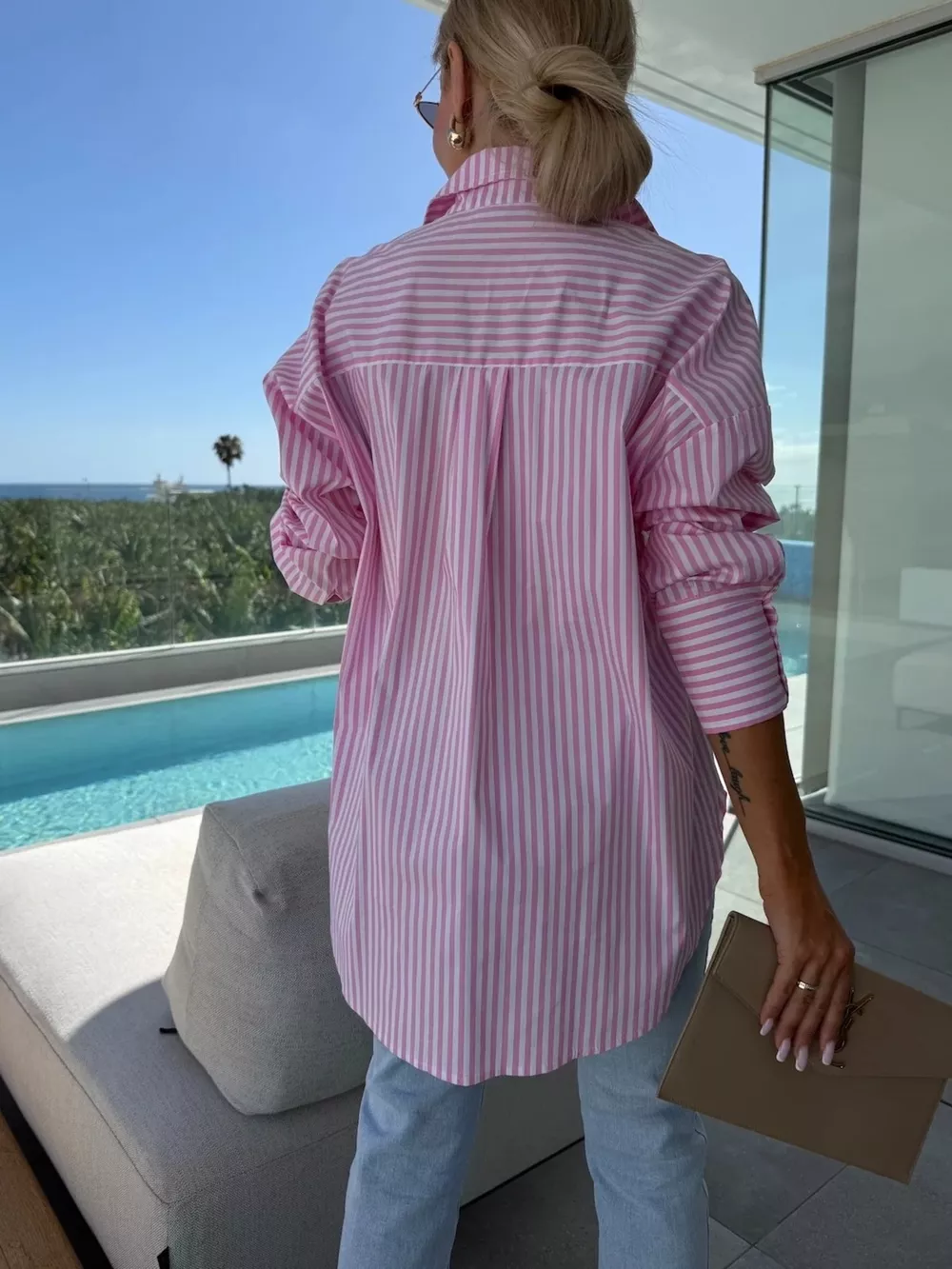Striped Button Up Long Sleeve Shirt, image 3