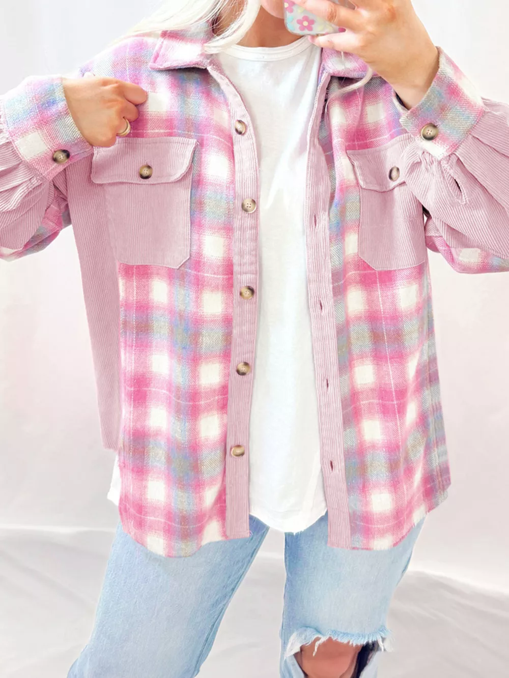 Plaid Button-Up Jacket