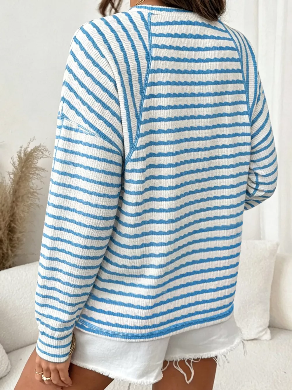Casual Striped Raglan Sleeve Long-Sleeve T-Shirt, image 15