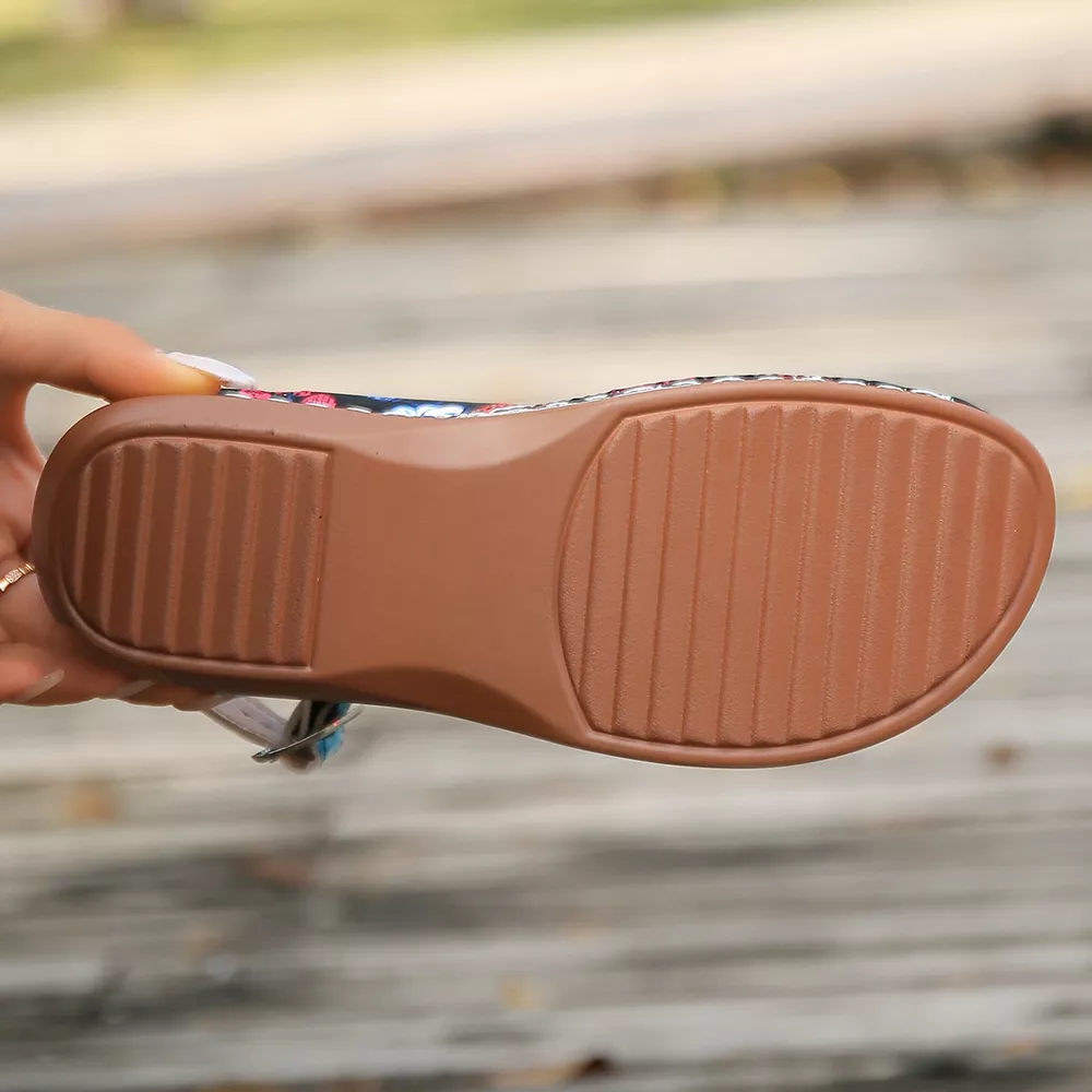 Floral Thong Wedge Sandals, image 10
