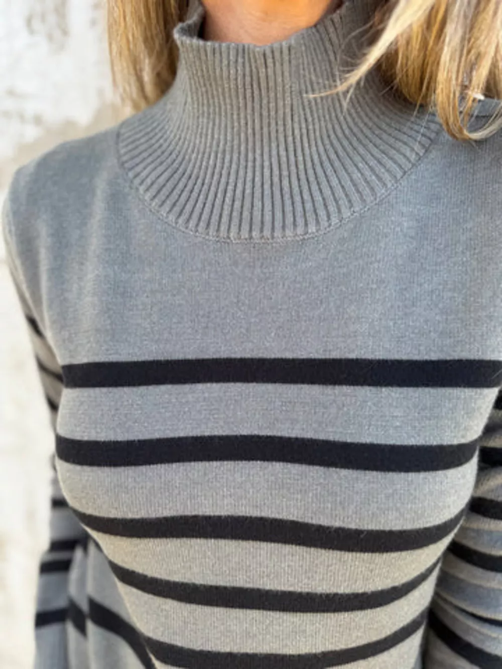 Full Size Striped Turtleneck Long Sleeve Sweater Plus Size, image 15