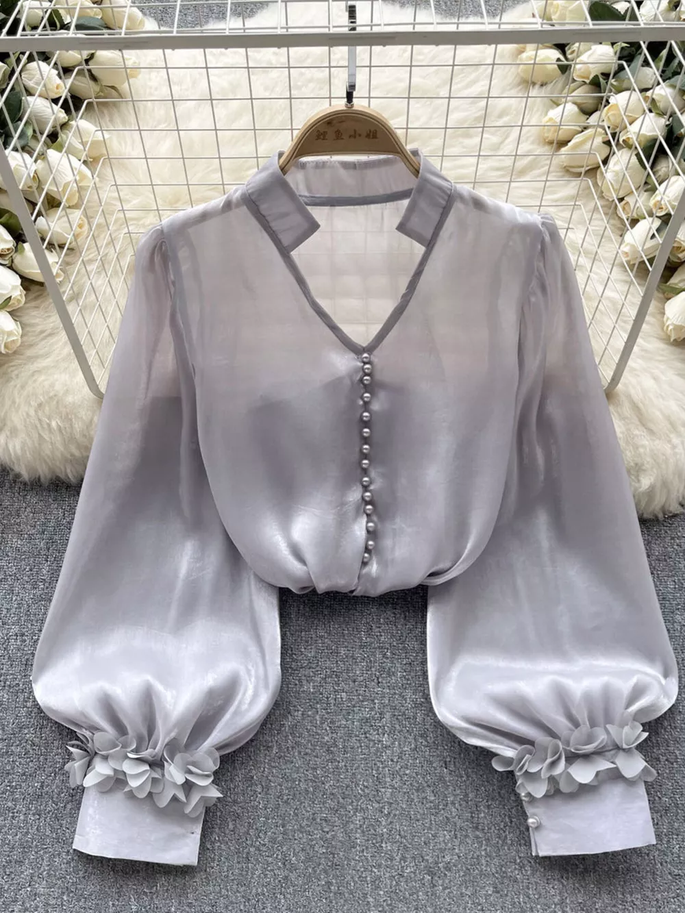 Sheer Floral Embellished Shirt, image 16