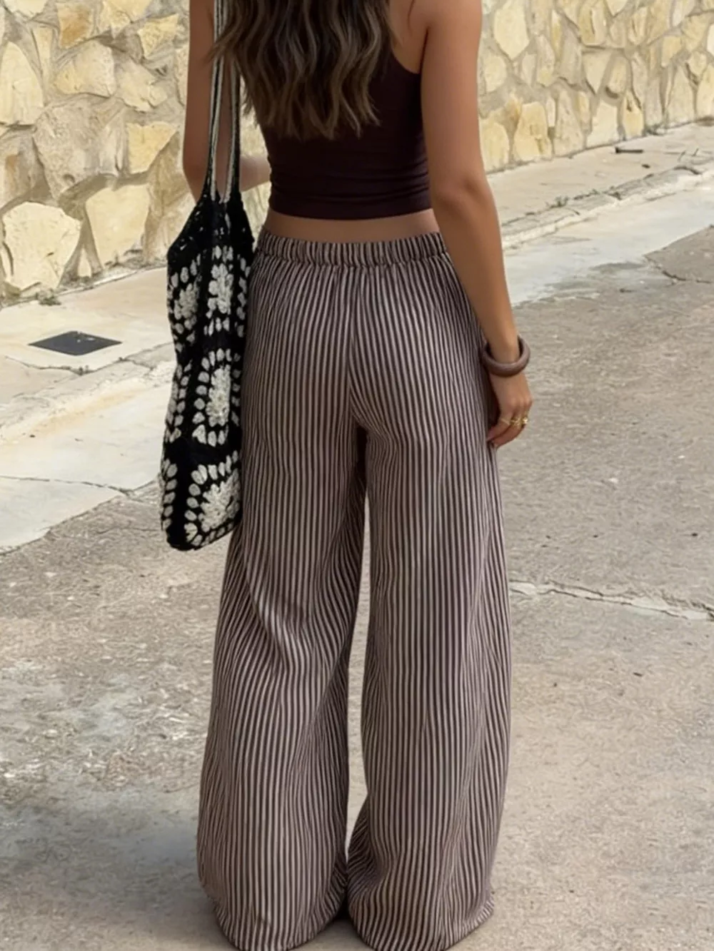 Tied Striped Wide Leg Pants, image 5