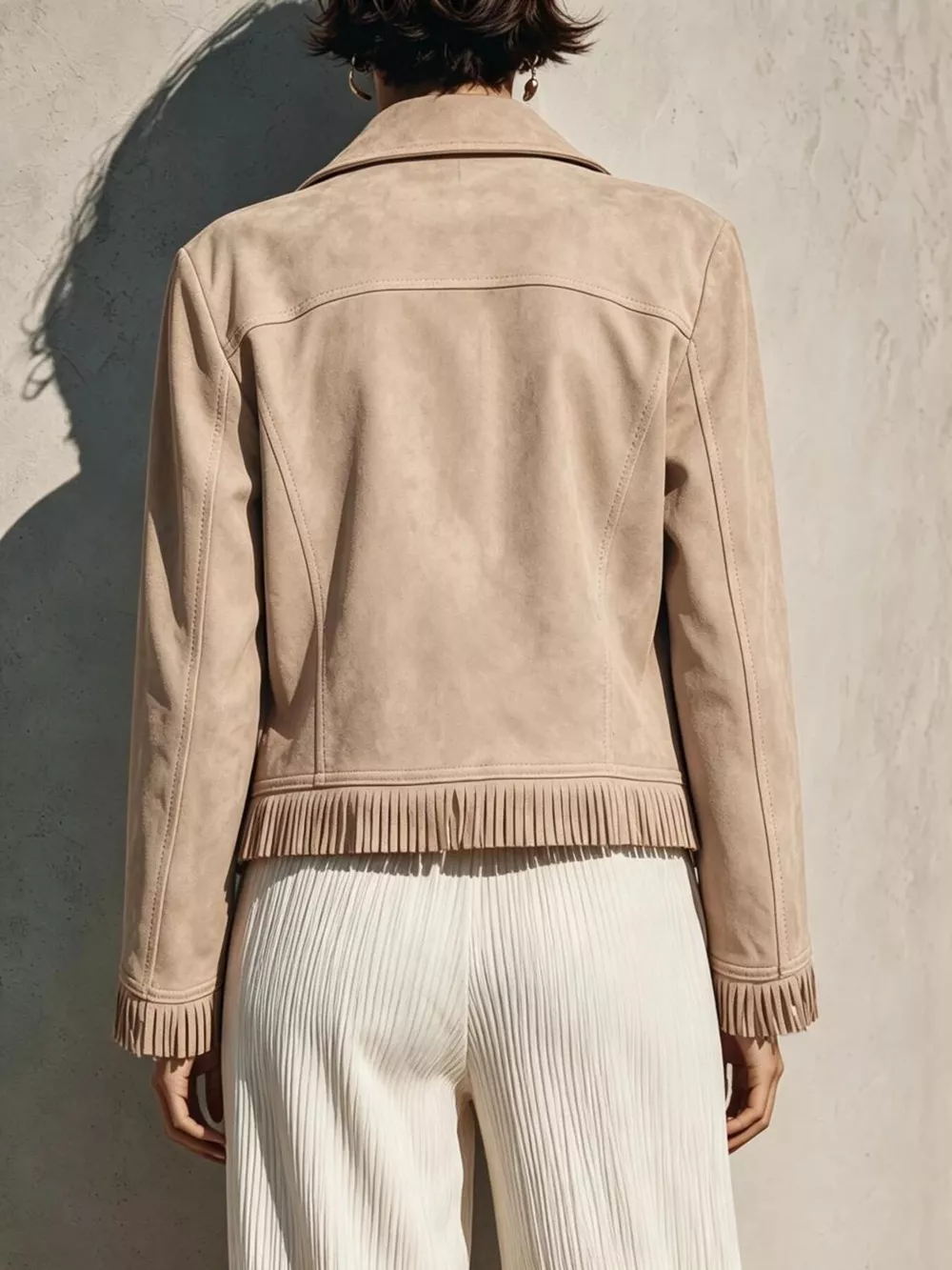 Faux Suede Fringe Moto Jacket, image 2