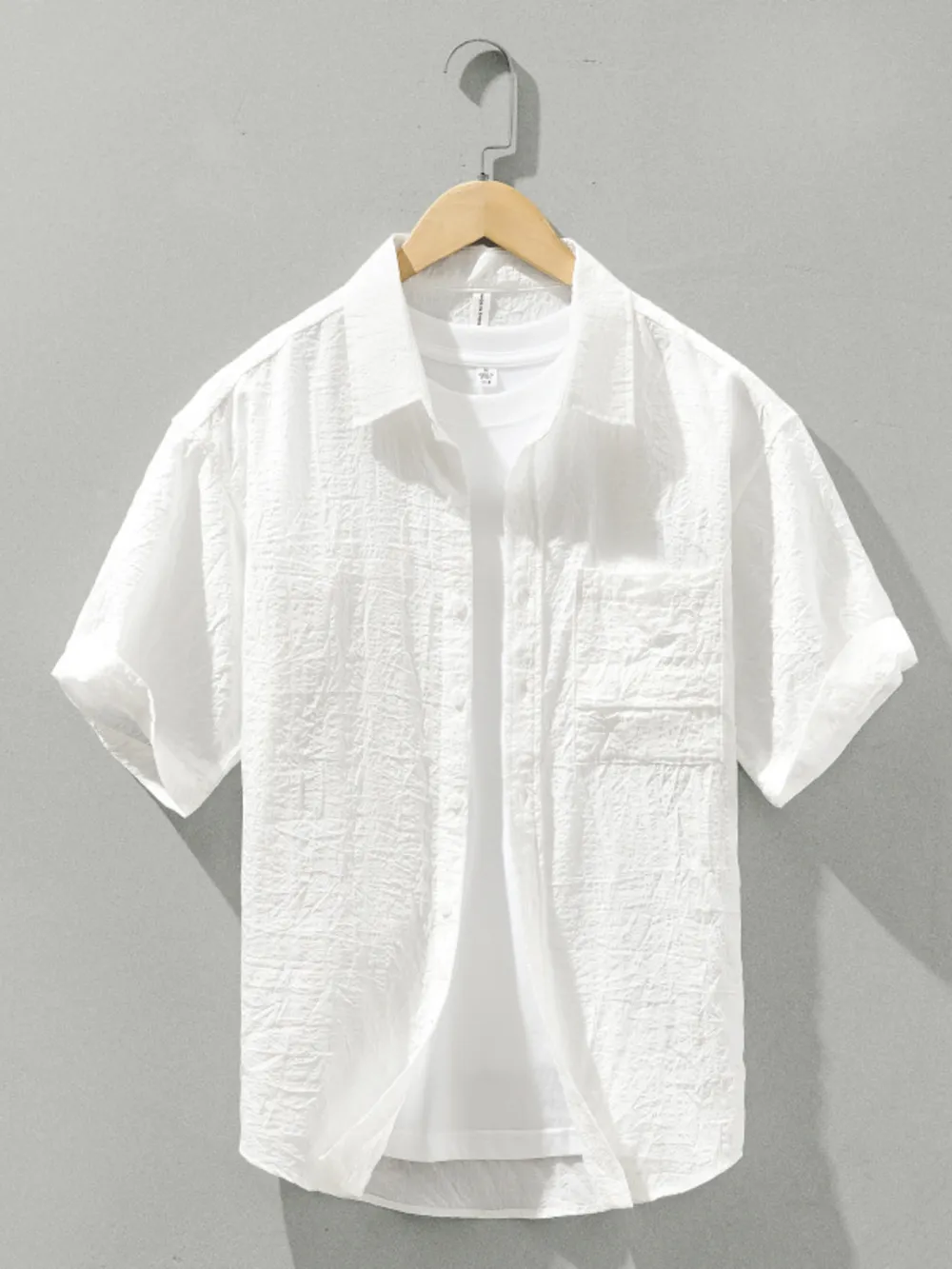 Men's Plus Size Textured Short Sleeve Casual Shirt, image 7