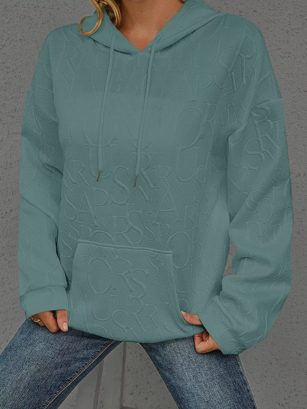Full Size Embossed Lettering Casual Hoodie Plus Size, image 20