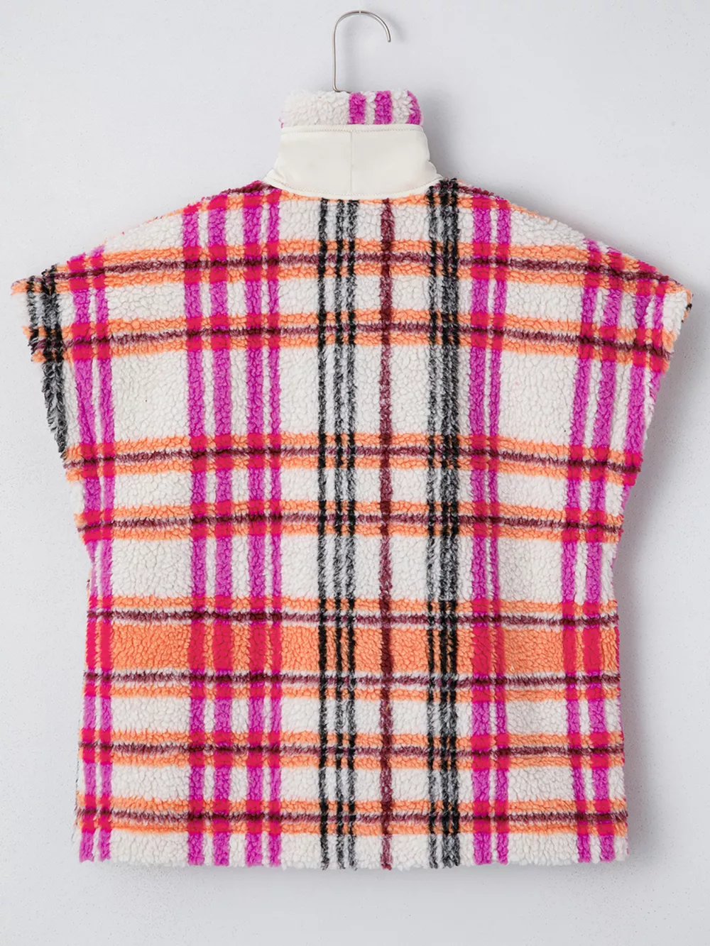 Sherpa Plaid Snap Down Vest Coat, image 10
