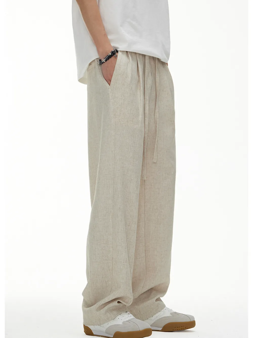 Men's Plus Size Drawstring Wide Leg Pants, image 4