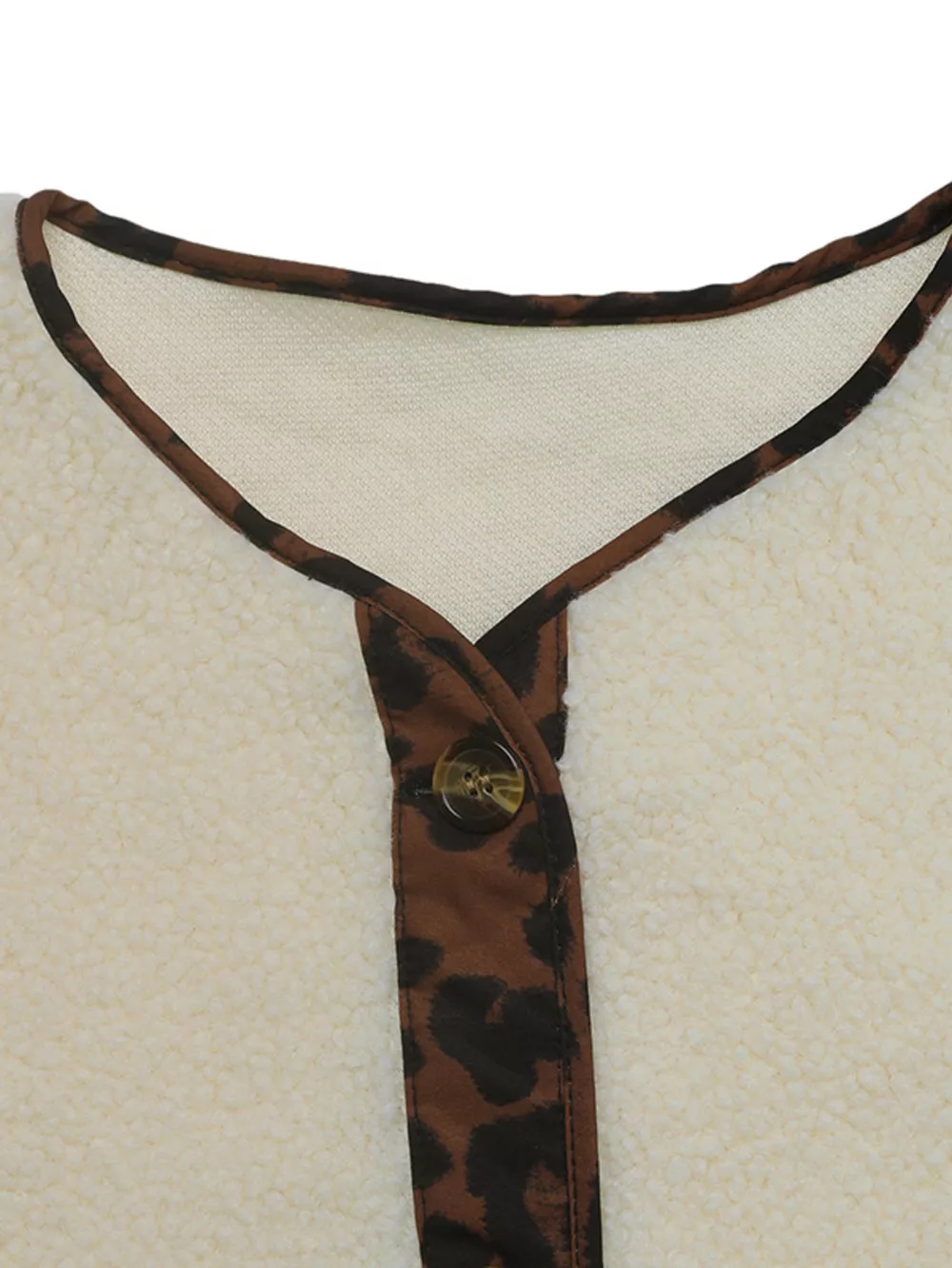 Leopard Trim Button Up Jacket, image 9