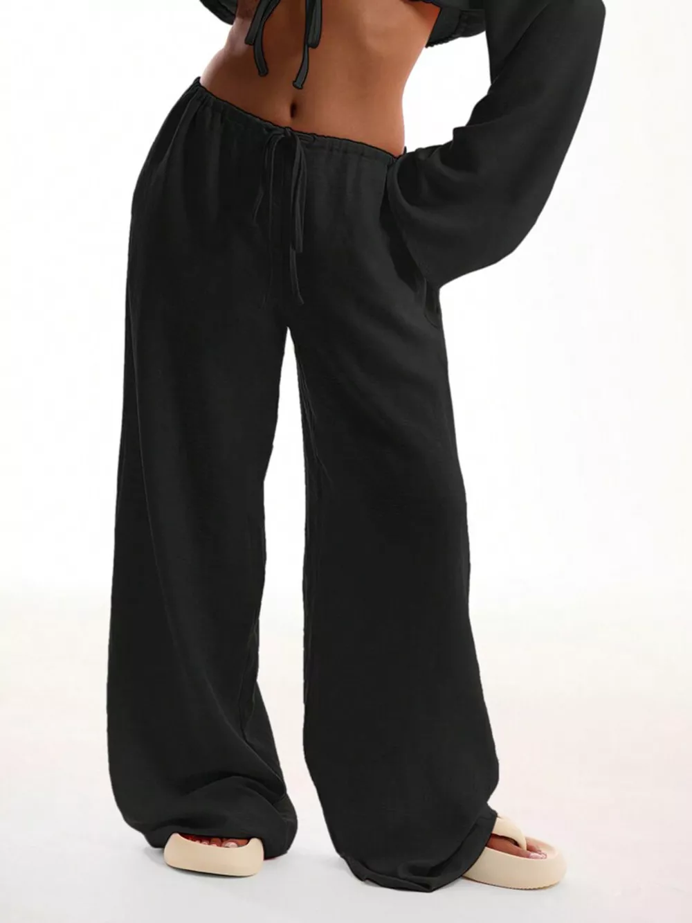 Drawstring Wide Leg Pants, image 7