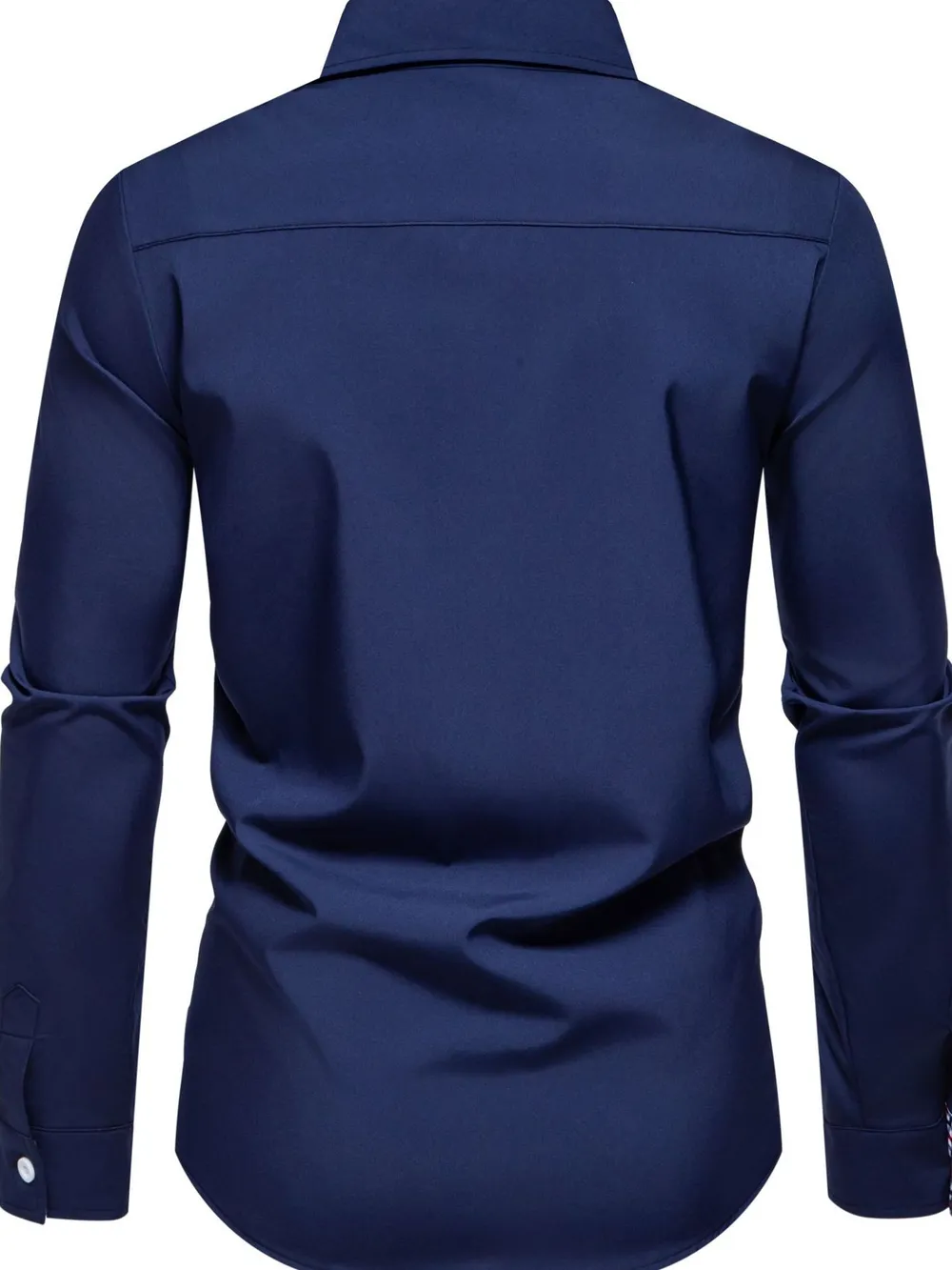 Men's Button-Down Shirt with Checkered Contrast Trim, image 8