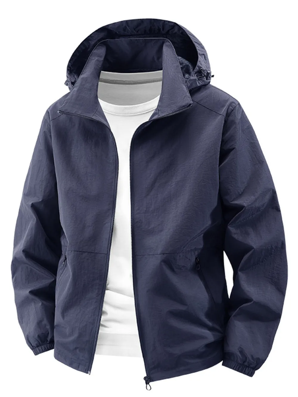 Men's Plus Size Lightweight Hooded Windbreaker Jacket, image 6