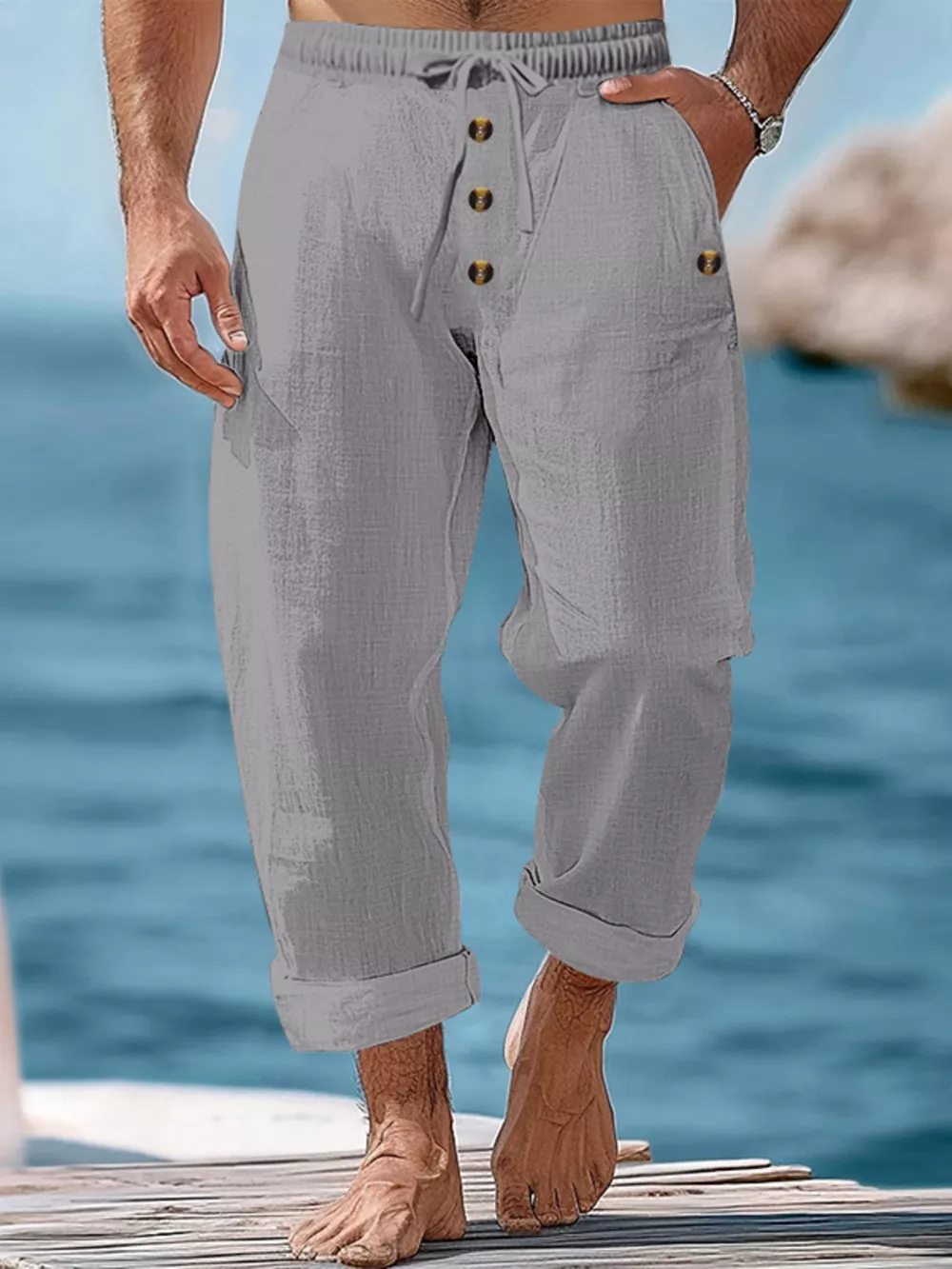Men's Full Size Button-Fly Drawstring Pants Plus Size, image 5
