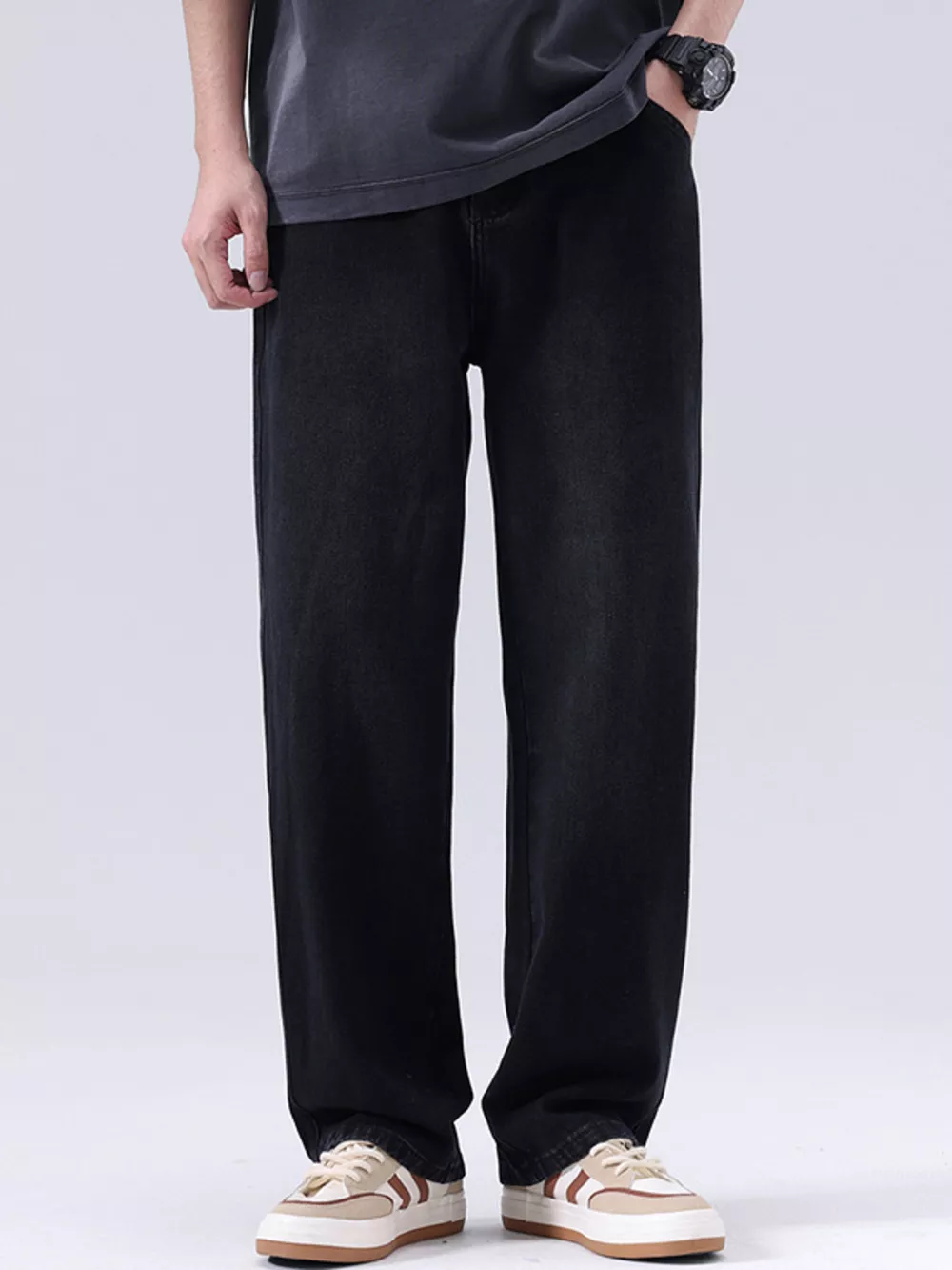 Men's Plus Size Vintage Wash Loose Fit Jeans