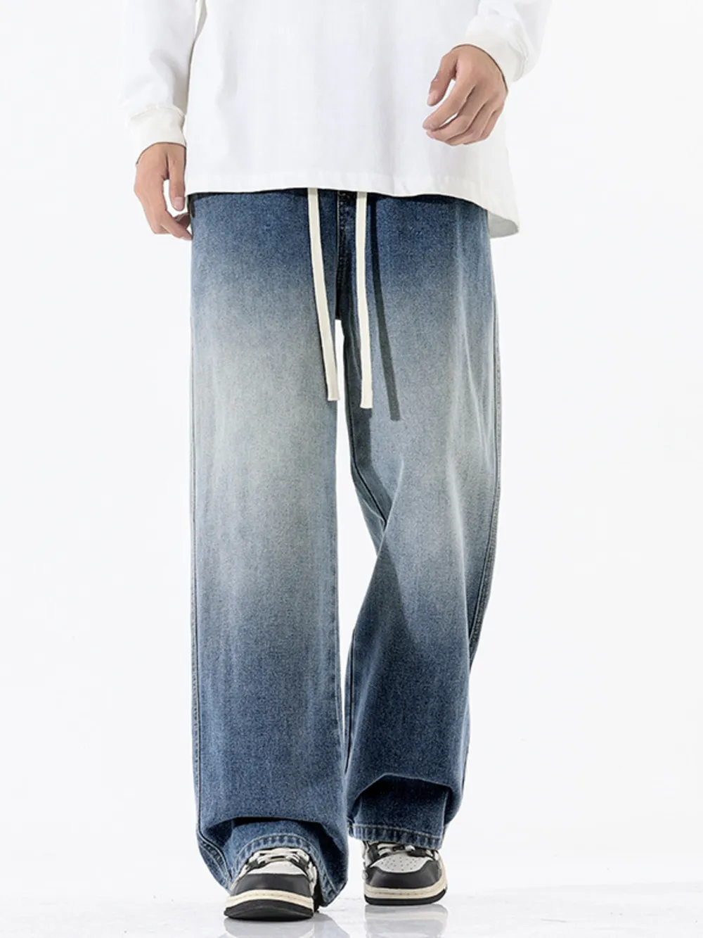 Men's Full Size Gradient Wash Wide Leg Jeans Plus Size, image 7