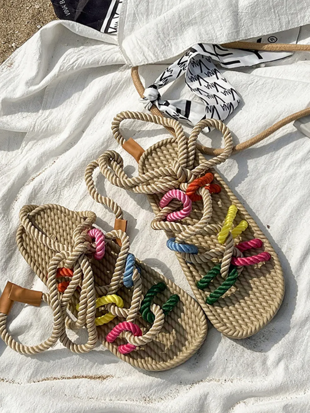 Colorful Rope Woven Sandals, image 2