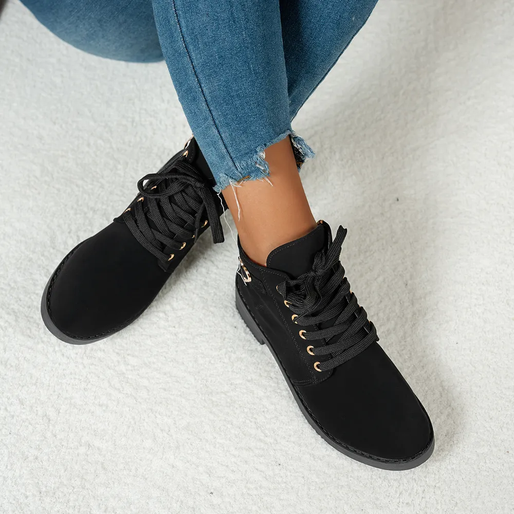Lace-Up Ankle Boots with Heart Charm Detail, image 3