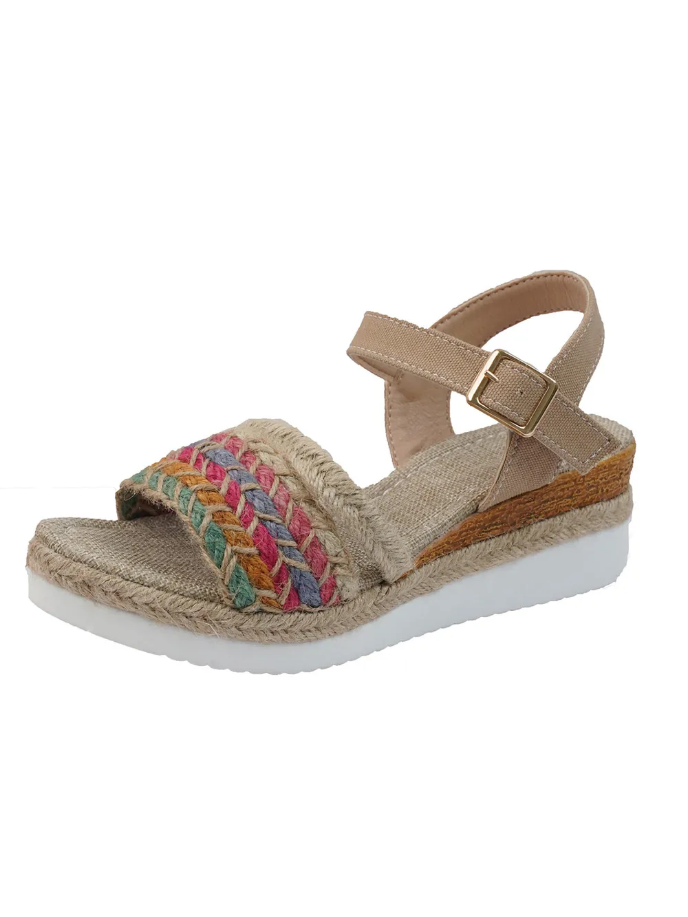 Braided Rainbow Platform Wedge Sandals, image 2