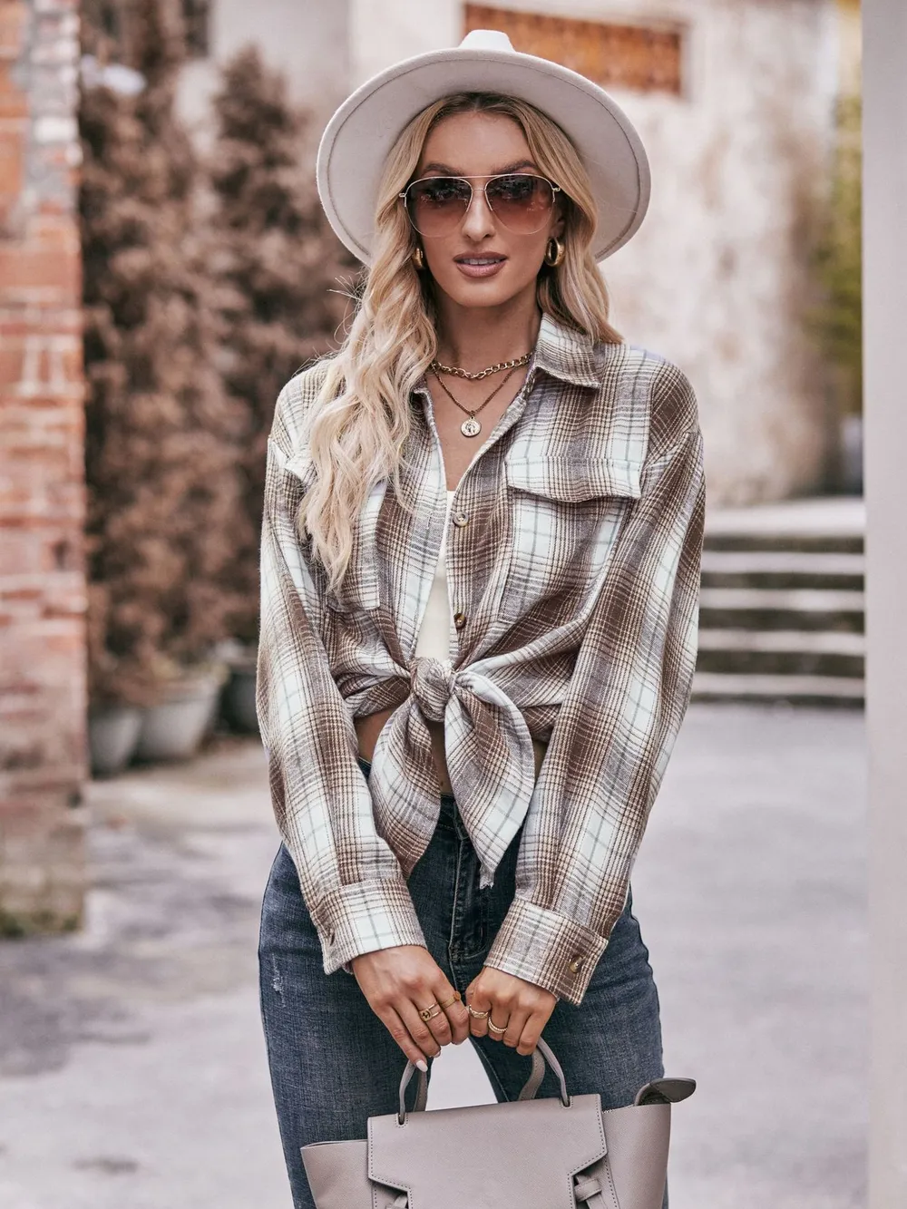 Plaid Button-Down Long Sleeve Shirt, image 19
