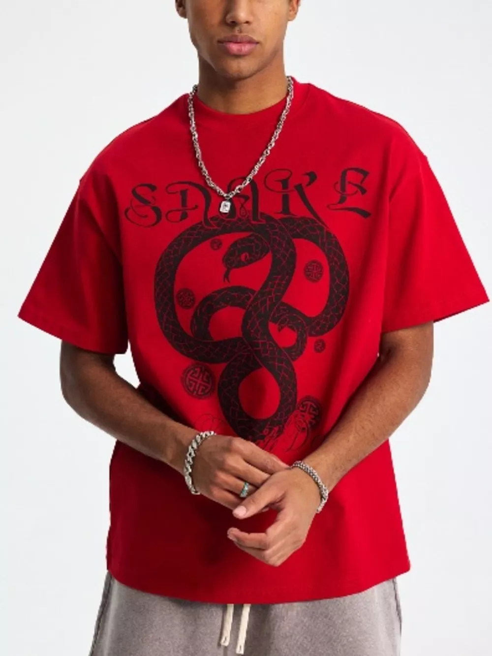 Men's Snake Graphic Round Neck T-Shirt, image 2