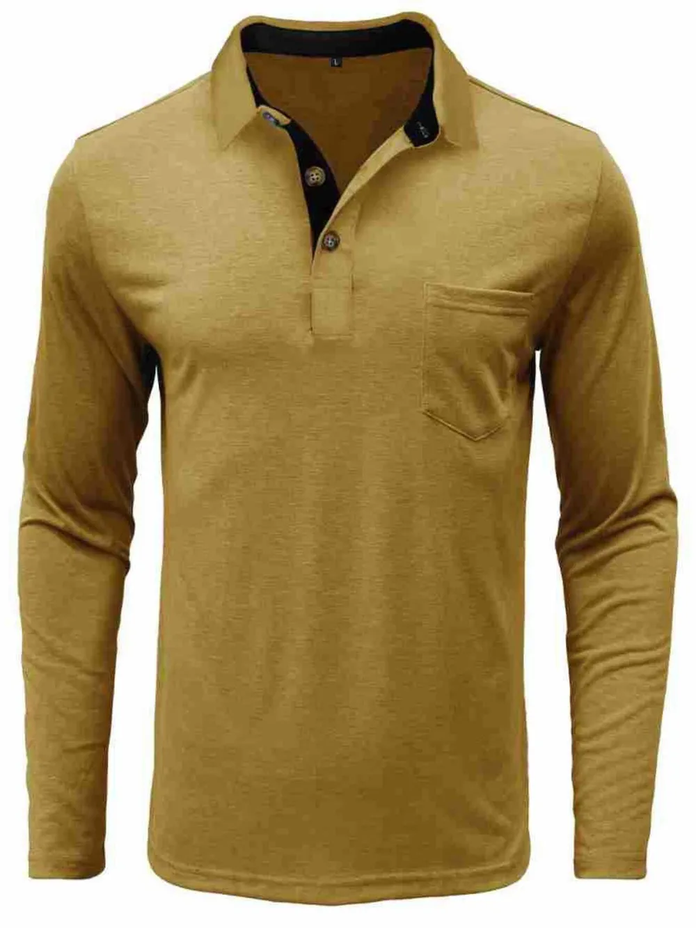 Men's Full Size Button Detail Long Sleeve Polo Plus Size, image 13