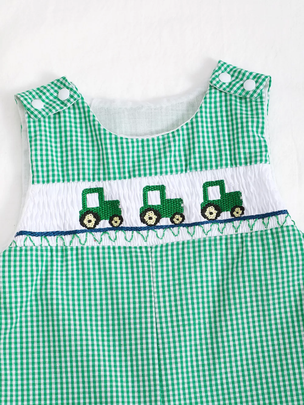 Children's Embroidered Plaid One-Piece Romper, image 5
