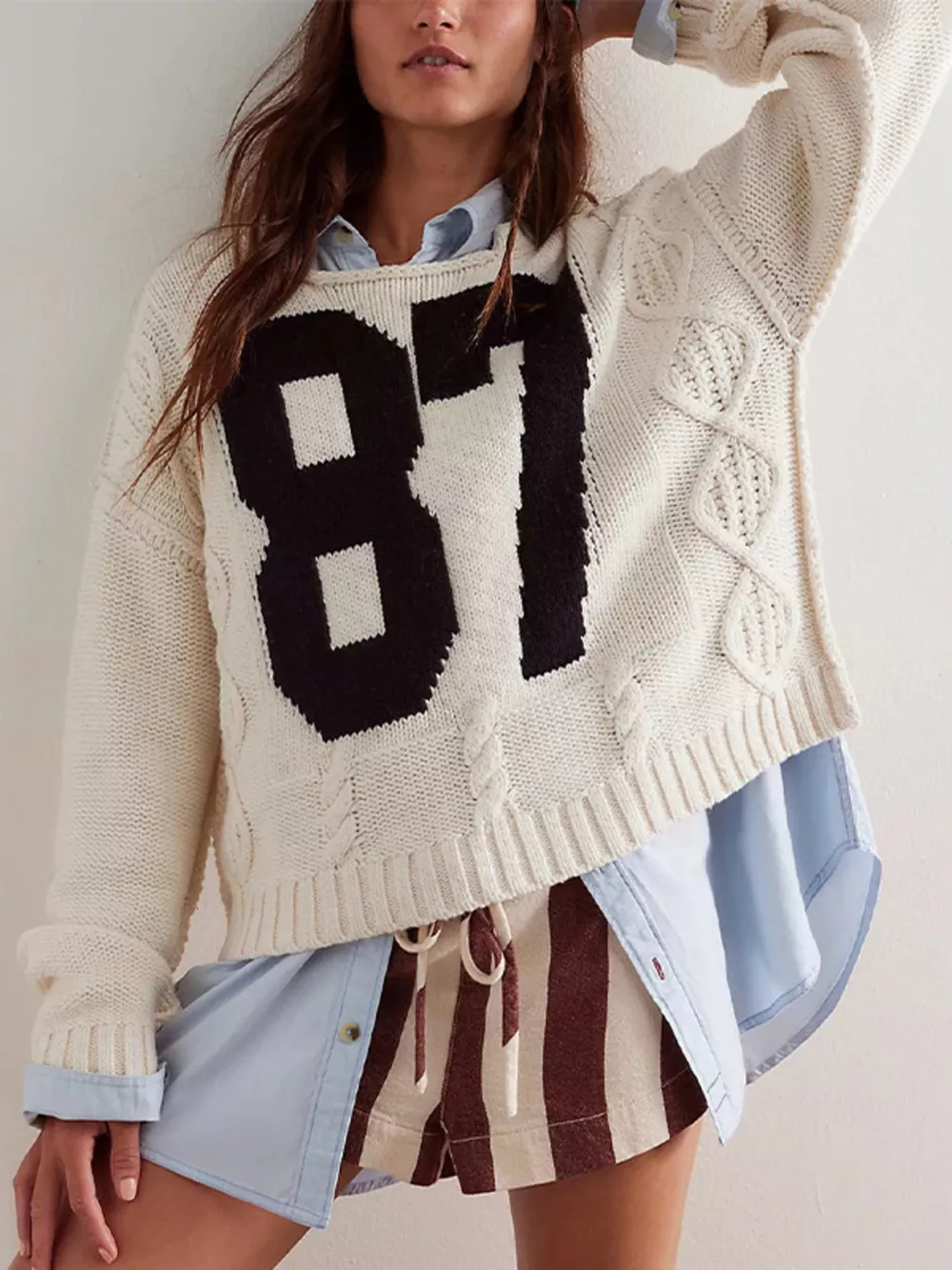 87 Number Cable-Knit Sweater, image 2